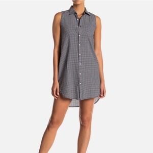 Onia Kaylee Sleeveless Shirt Dress Cover Up Mini Gingham Button Down S Cottage